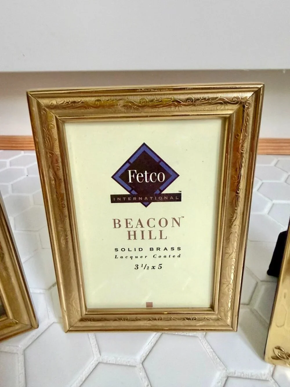 Vintage Fetco Beacon Hill Solid Brass Picture Frames Set of 2 (3.5x5)